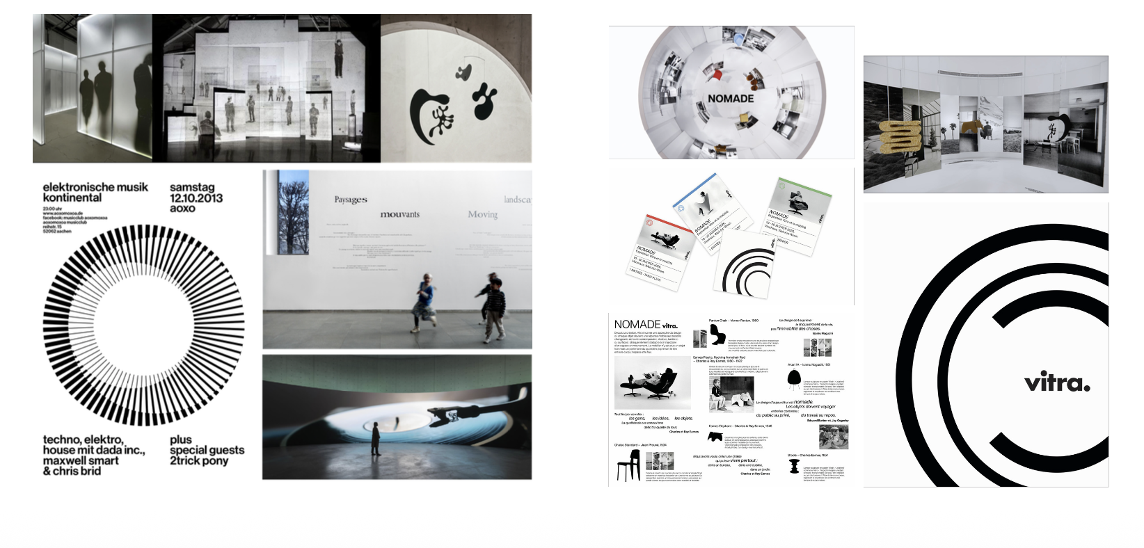Vitra NOMADE, circular exhibition plan and reference imagery