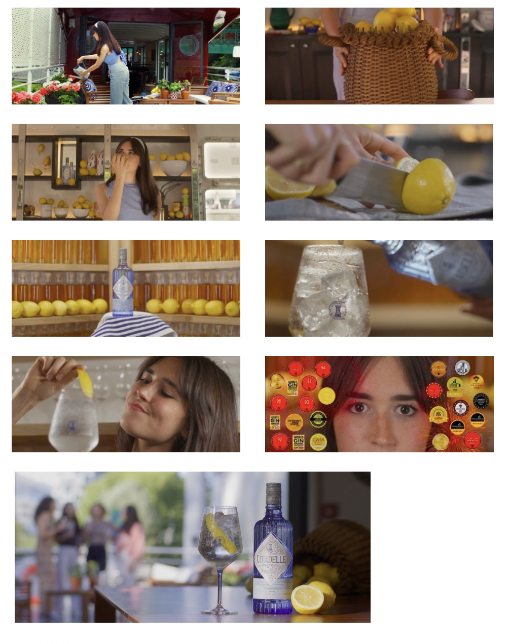 Citadelle Gin, storyboard frames